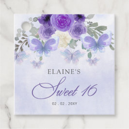 Rustic Blommigt Lila Lilac Butterflies Sweet 16 Gåvor Etiketter