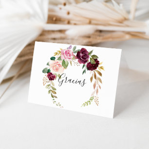 Rustic Blommigt-mappat Bröllop Gracias-kort Tack Kort