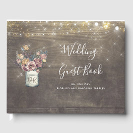 Rustic Blommigt Mason Burk Barn Bröllop Gästböcker