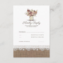 Rustic Blommigt Mason Burk | Bröllop OSA för överl Kort