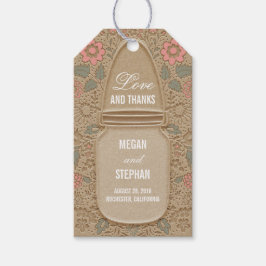 Rustic Blommigt Mason Burk Bröllop Presentetikett