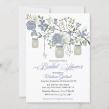 Rustic Blommigt Mason Burk Inbjudningskort för möh