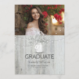 Rustic Blommigt Mason Burk Photo Studentfest Inbjudningar