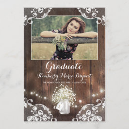 Rustic Blommigt Mason Burk Photo Studentfest Inbjudningar