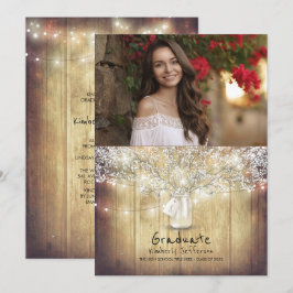 Rustic Blommigt Mason Burk Photo Studentfest Inbjudningar