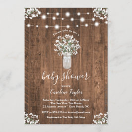 Rustic Blommigt Mason Burk String Light Baby Showe Inbjudningar