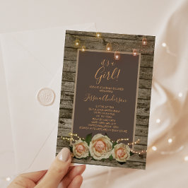 Rustic Blommigt Mason Burk String Light Baby Showe Inbjudningar