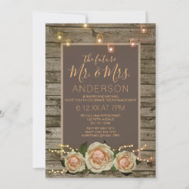 Rustic Blommigt Mason Burk String Light Förlovning Inbjudningar