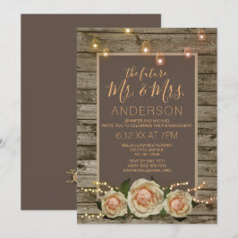 Rustic Blommigt Mason Burk String Light Förlovning Inbjudningar