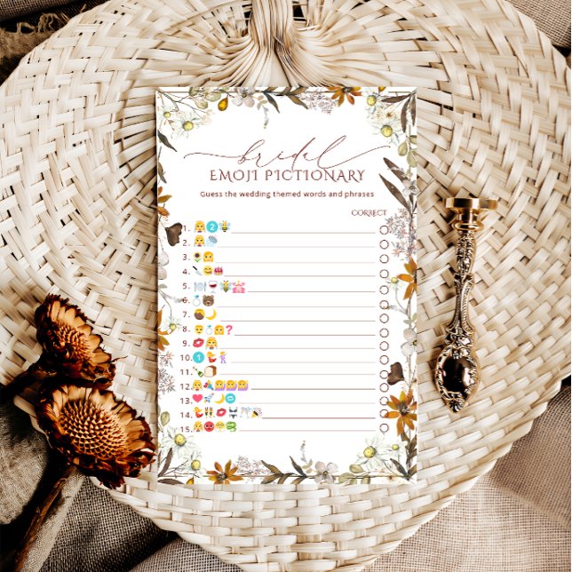 Rustic Blommigt Möhippa Emoji Pictionary Game (Skapare uppladdad)