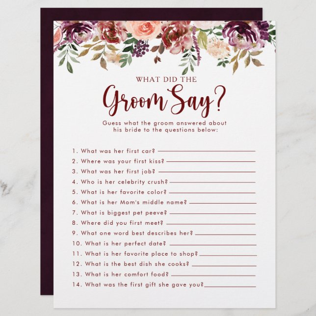 Rustic Blommigt Möhippa Vad sa Groom? (Fram/baksida)