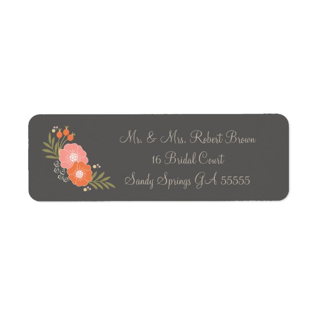 Rustic Blommigt Mr. och Mrs. Adressetiketters Returadress Etikett (Framsidan)
