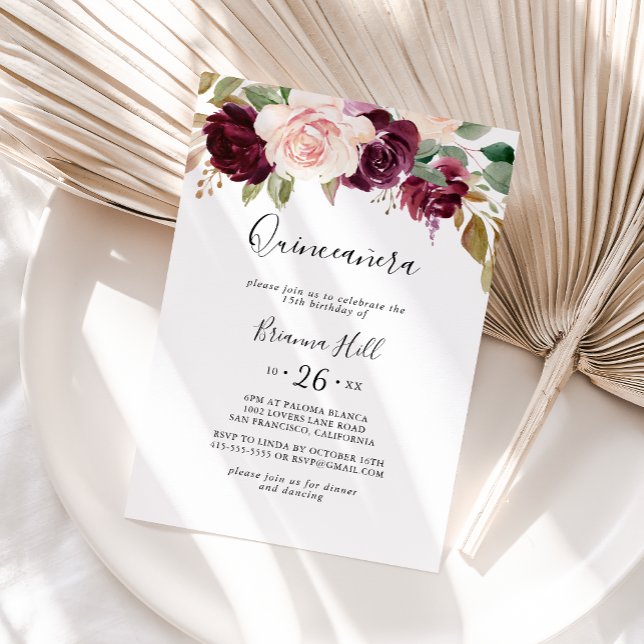 Rustic Blommigt och botaniskt lövträd Quinceañera Inbjudningar (Skapare uppladdad)
