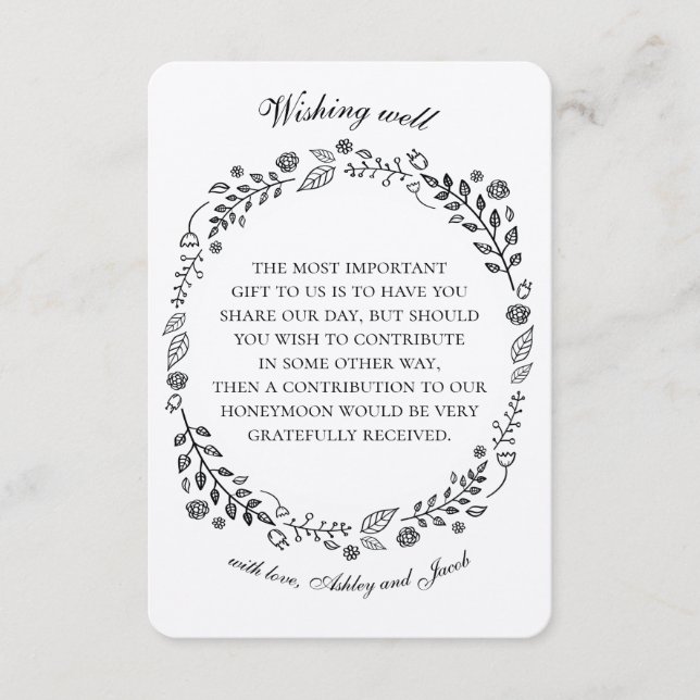 Rustic blommigt önskar lycka till. Landsbyggsbröll Tilläggskort (Framsida)