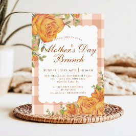 Rustic Blommigt Orange Tan Mors dag Brunch Inbjudningar