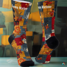 Rustic Blommigt Patchwork Socks - Anpassningsbar R