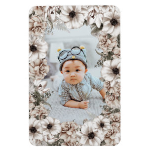 Rustic Blommigt Photo Magnet