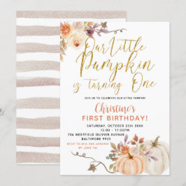 Rustic Blommigt Pumpkin Birthday-inbjudan Inbjudningar