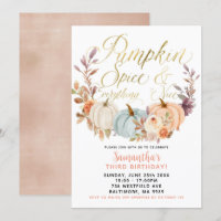 Rustic Blommigt Pumpkin Birthday-inbjudan
