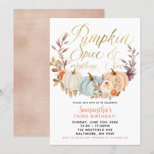Rustic Blommigt Pumpkin Birthday-inbjudan Inbjudningar