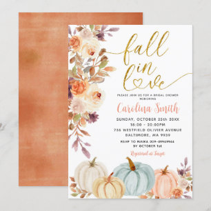 Rustic Blommigt Pumpkin Inbjudningskort för möhipp
