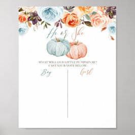 Rustic Blommigt Pumpkin Mint och Peach Voting Post Poster