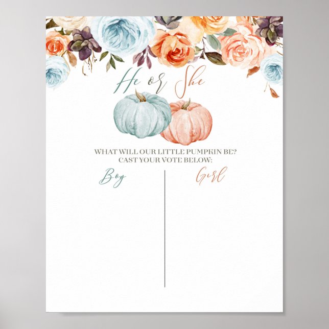 Rustic Blommigt Pumpkin Mint och Peach Voting Post Poster (Framsidan)