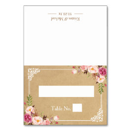 Rustic Blommigt Ram Kraft Bröllop Seating Ställe Bordsnummer