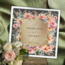 Rustic Blommigt Ram Sage Grönt Bröllop Pappersservett