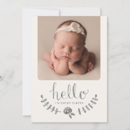 Rustic Blommigt Ro Simple Collage Baby Announceme Meddelande