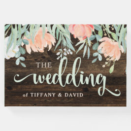 Rustic Blommigt Romantik | Trä och vattenfärg Gästböcker