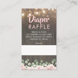 Rustic Blommigt Rosa Baby Shower Diaper Raffle Tilläggskort