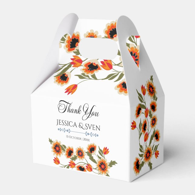 Rustic Blommigt Scandinavian Folk Inspired Bröllop Presentaskar (Framsidan Sidan)