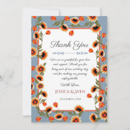 Rustic Blommigt Scandinavian Folk Inspired Bröllop Tack Kort