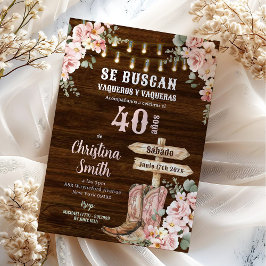 Rustic Blommigt Se Buscan Vuxen Woman Birthday Inbjudningar