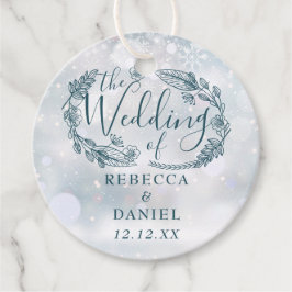 Rustic Blommigt Snöflingor Winter Wedding Gåvor Etiketter