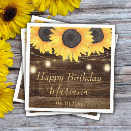 Rustic Blommigt Solblommor Födelsedagsfest Pappersservett