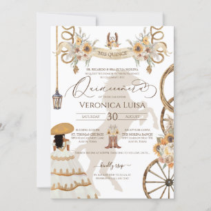 Rustic Blommigt Solros Charro Dress Quinceañera Inbjudningar