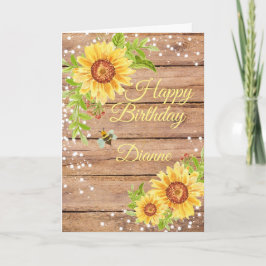 Rustic Blommigt Solros Personlig Birthday Kort