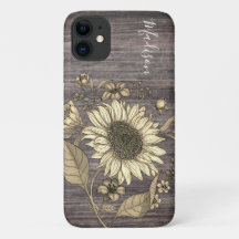 Rustic Blommigt Solrosmonogram Namn
