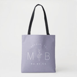 Rustic Blommigt Stem Bröllop Monogram | Lilac Tygkasse