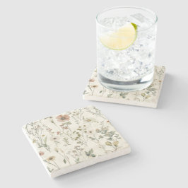 Rustic Blommigt Stenunderlägg