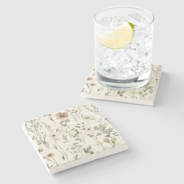 Rustic Blommigt Stenunderlägg (Sidan)