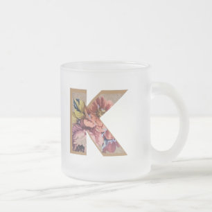 Rustic Blommigt Stor monogram K Frostad Glasmugg