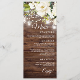 Rustic Blommigt String Ljus Bröllop Midmeny Meny