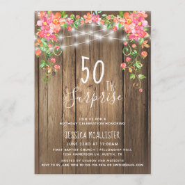 Rustic Blommigt Surprise 50:e födelsedagsinbjudan Inbjudningar