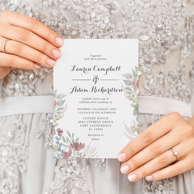 Rustic blommigt Terracotta bröllopsinbjudan Inbjudningar (Skapare uppladdad)