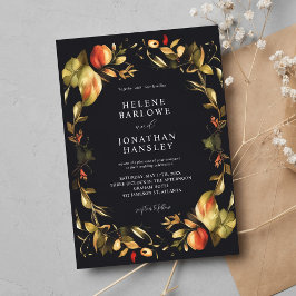 Rustic Blommigt Terracotta Rust Moody Fall Wedding Inbjudningar