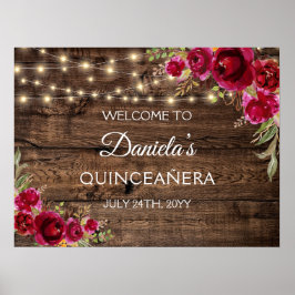Rustic Blommigt Välkommen till Quinceañera 15:e fö Poster