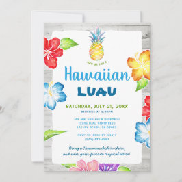 Rustic Blommigt Watercolor Tropical Hawaiian Luau Inbjudningar